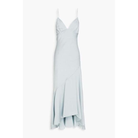 SHONA JOY Asymmetric Satin-Crepe Maxi Dress in CLOUD US Size 8 NWT! - Picture 3 of 7